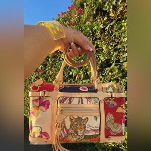 Salvatore Ferragamo Multicolor Satchel with Animal Print